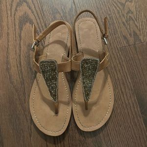 Brown T Sandals